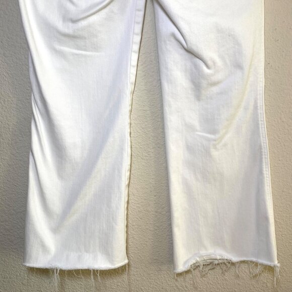 Spanx Flare Bootcut High Rise Pull-On Raw Hem Cropped Stretch Jeans White Large - Picture 8 of 11